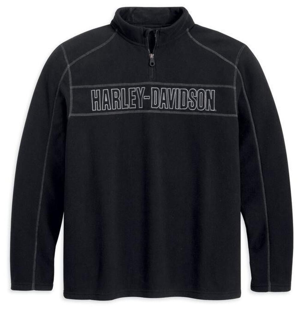 Harley-Davidson Men's XL Black 1/4 Zip Fleece Pullover Mock Neck Sweatshirt